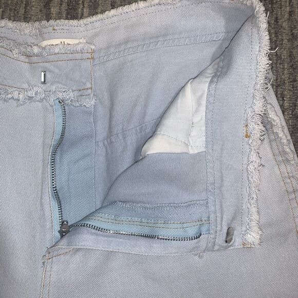 NWOT Mello LA Women's Large Light Blue Wash Frayed Seams Wide Leg‎ Jeans Baggy - Picture 2 of 9